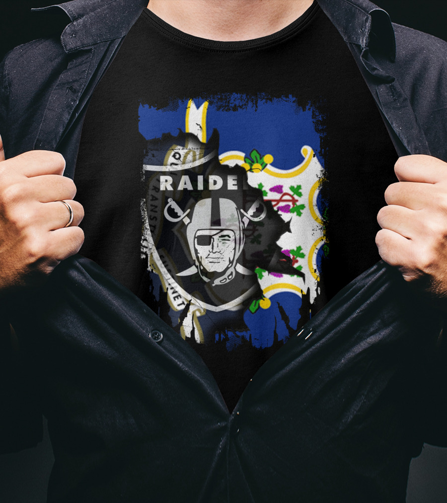 Connecticut Proud With Raiders Iconic Fusion T-Shirt