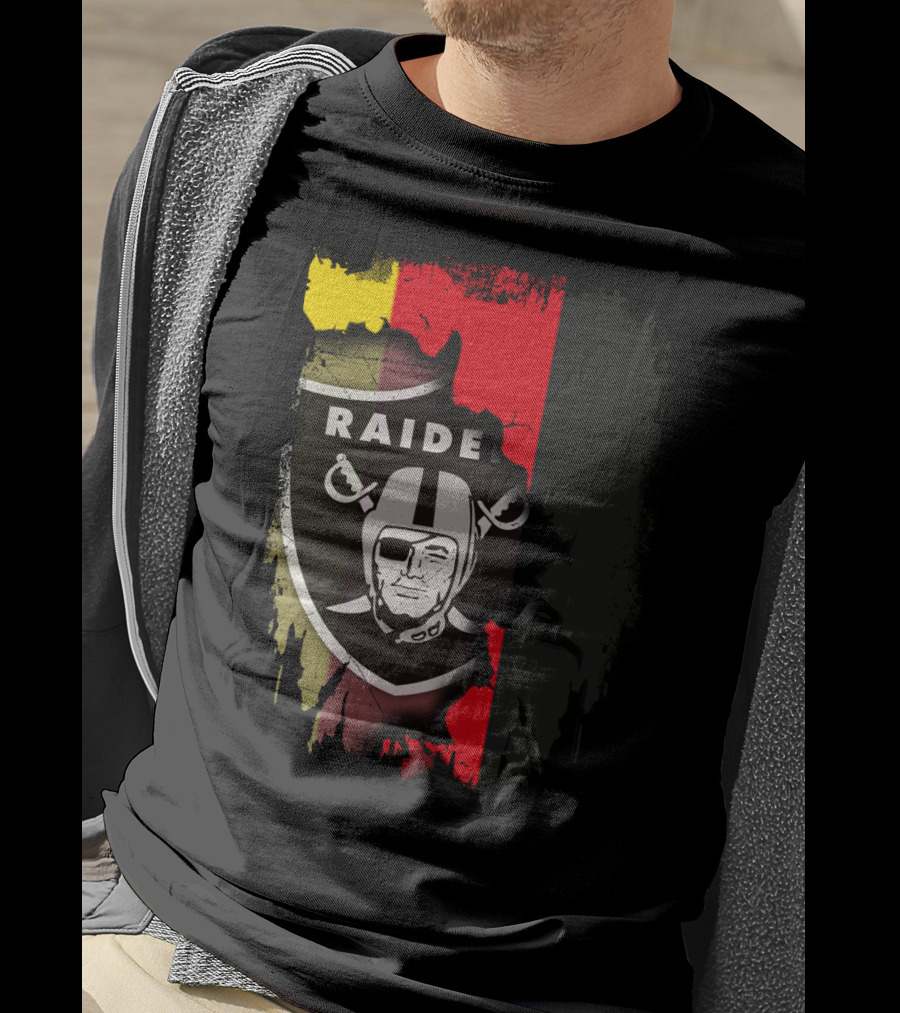 Raiders Logo Blended With Germany Flag Colors T-Shirt