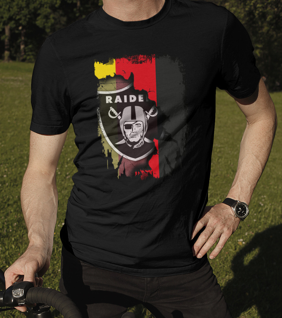 Raiders Logo Blended With Germany Flag Colors T-Shirt