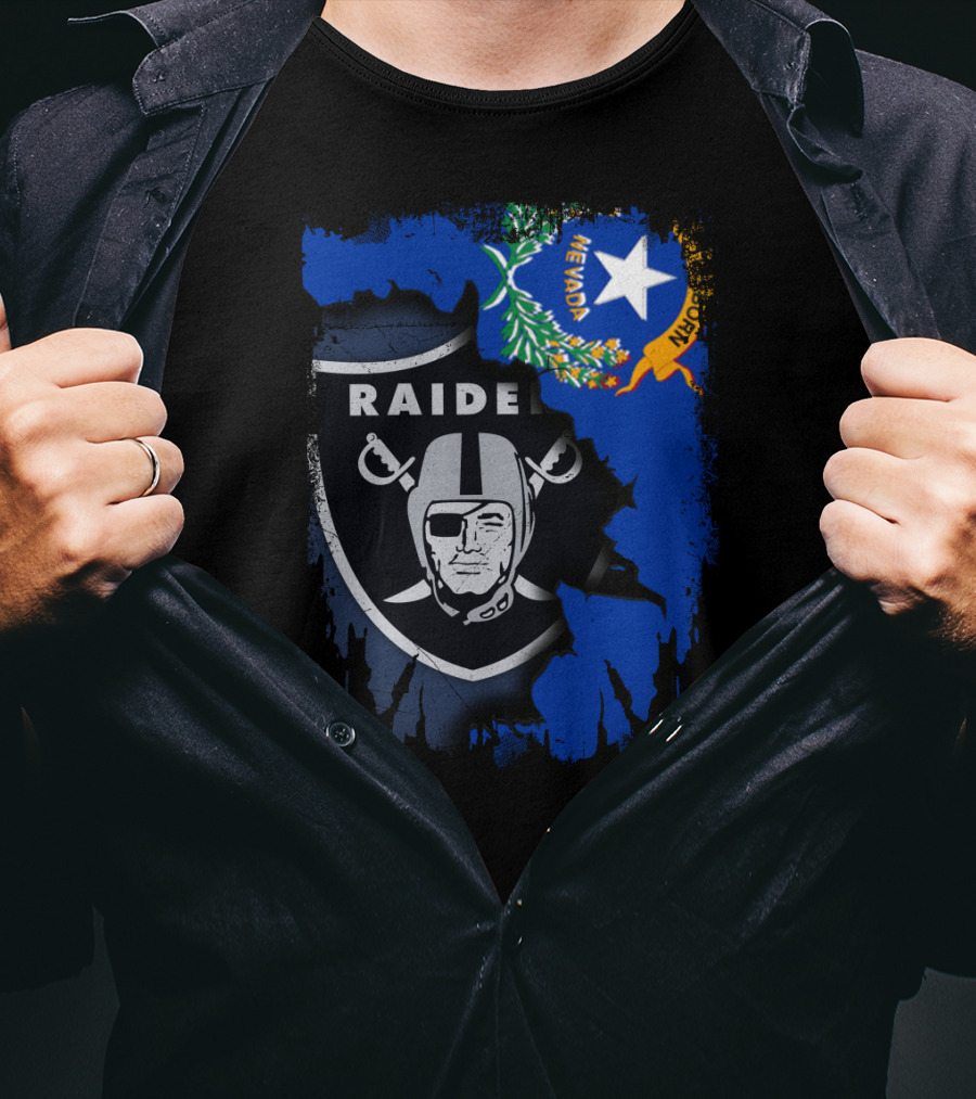 Nevada Raiders United With State Flag Emblem T-Shirt