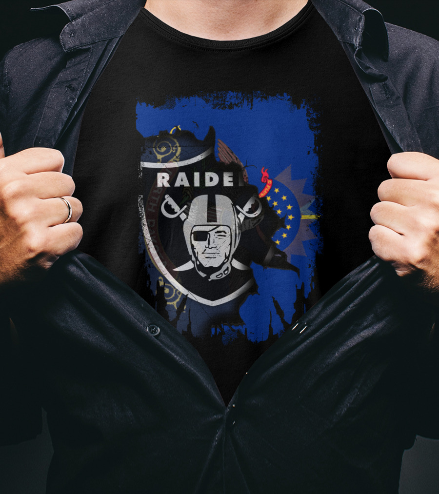 Raider Shield Blended With North Dakota Emblem T-Shirt