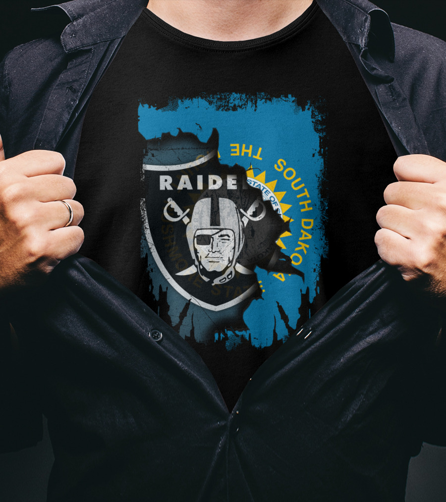 South Dakota Raiders Shield With State Flag Elements T-Shirt