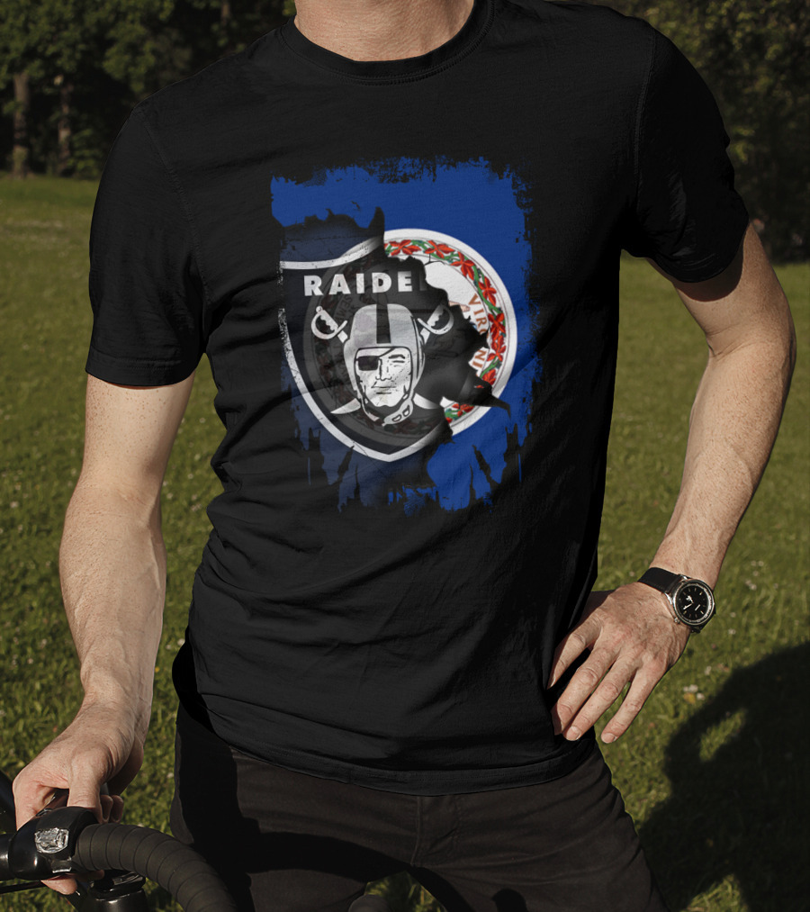 Virginia State Flag With Raiders Shield T-Shirt
