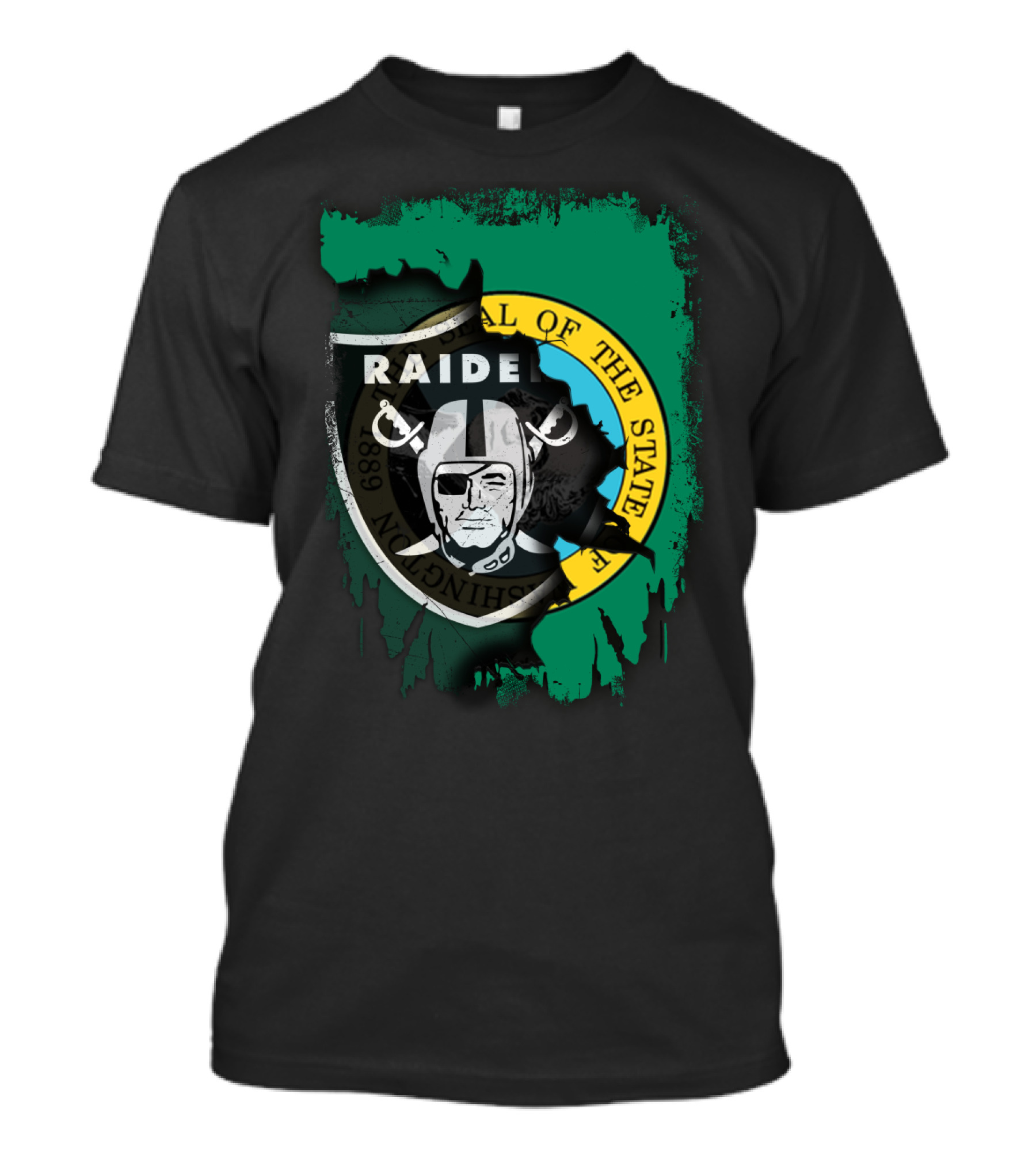 Washington State Seal And Raiders Logo Fusion T-Shirt