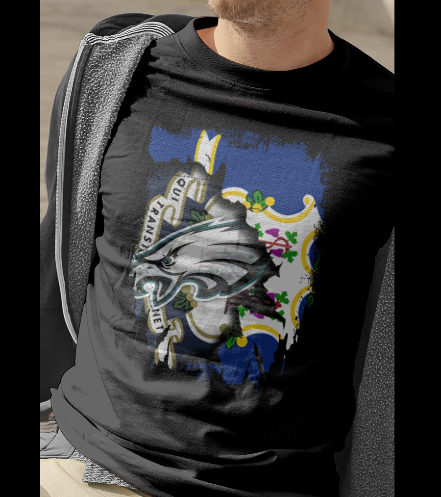 Connecticut With Eagles Qui Transtulit Sustinet Flag T-Shirt