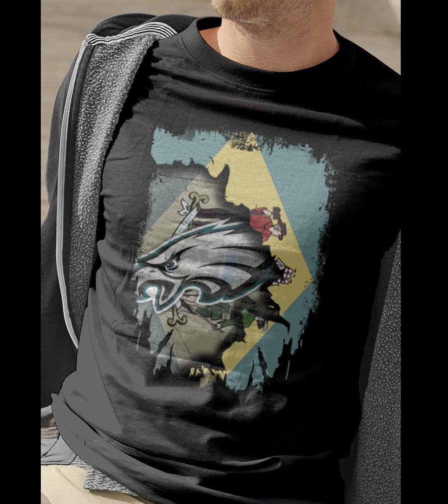 Delaware Flag With Philadelphia Eagles Logo Fusion T-Shirt