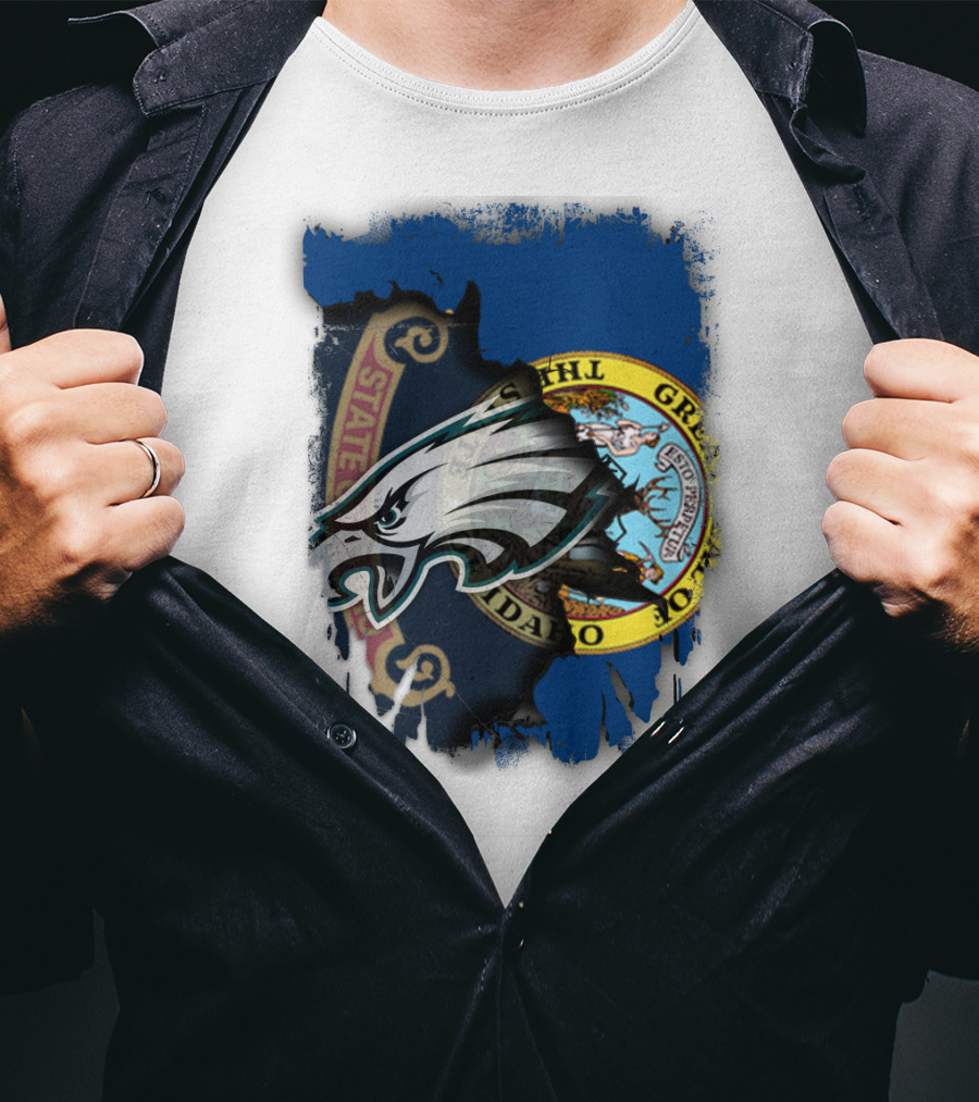 Idaho State Pride With Eagles NFL Team Logo Integration T-Shirt