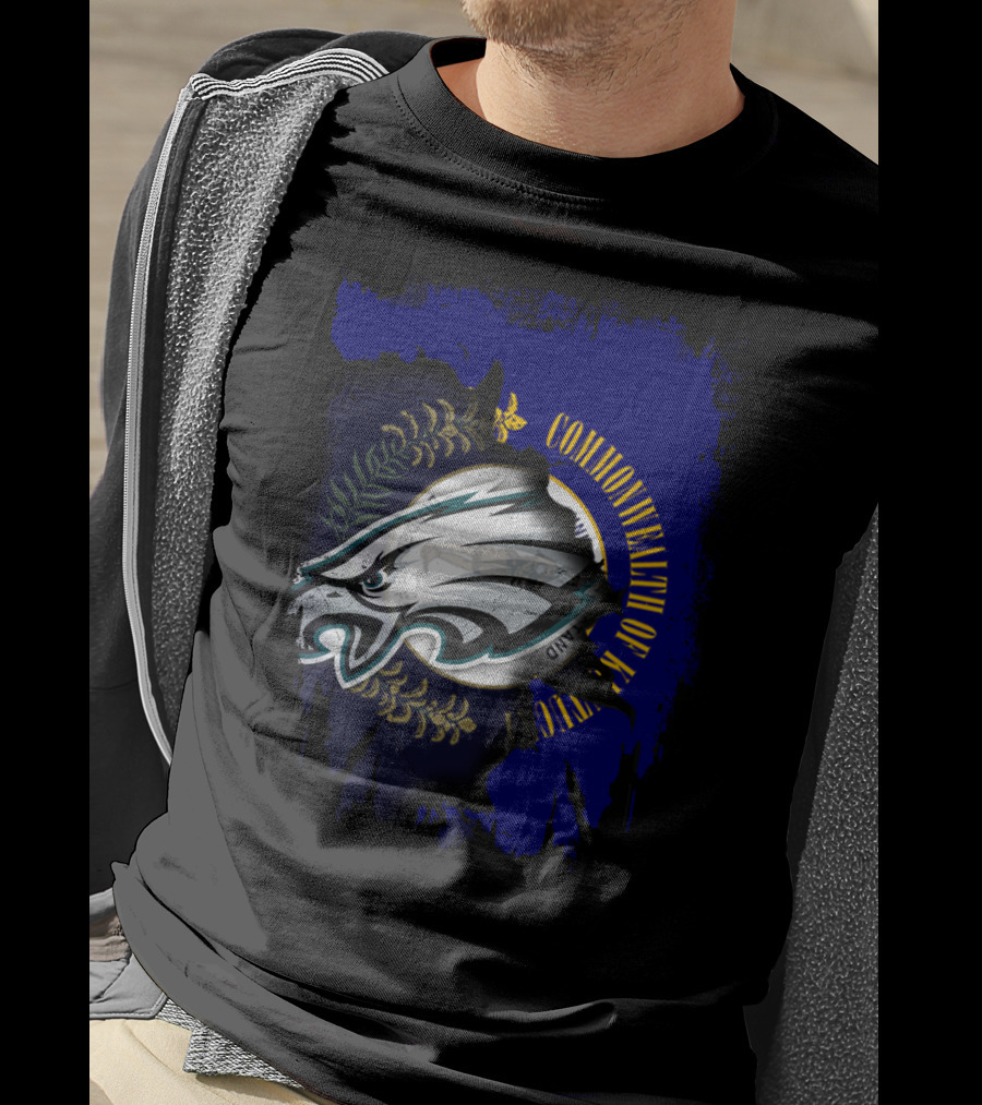 Commonwealth Of Kentucky With Eagles Logo Fusion T-Shirt