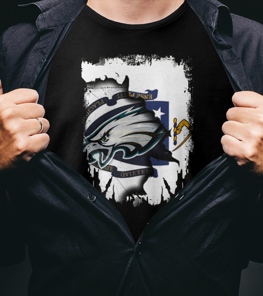 Eagles And Massachusetts Flag United Together T-Shirt