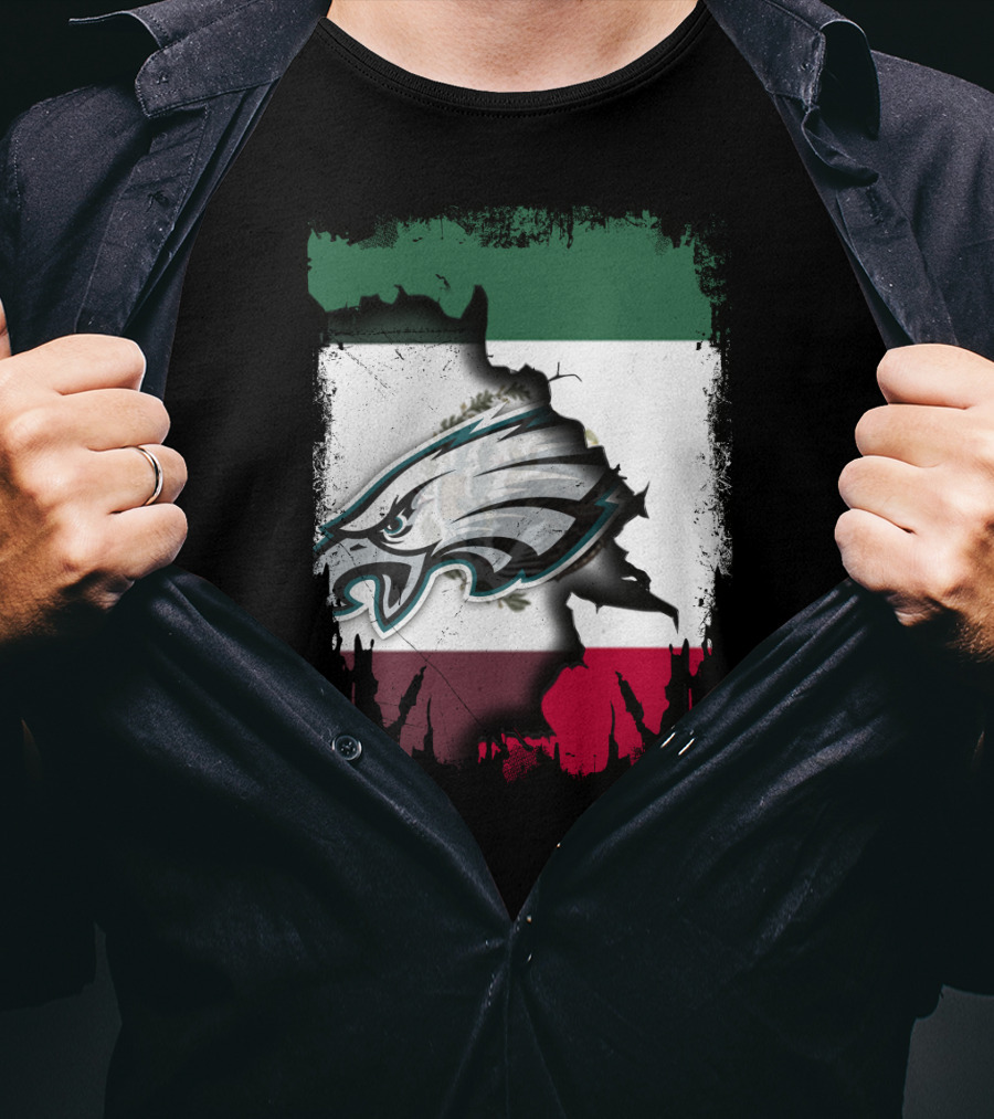 Mexico Flag With Philadelphia Eagles T-Shirt