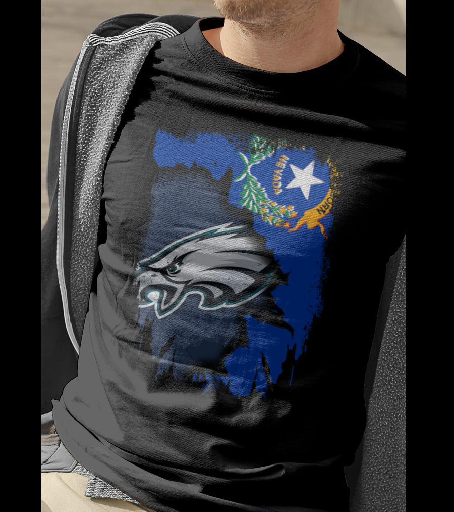 Nevada State Flag With Philadelphia Eagles Logo Together T-Shirt