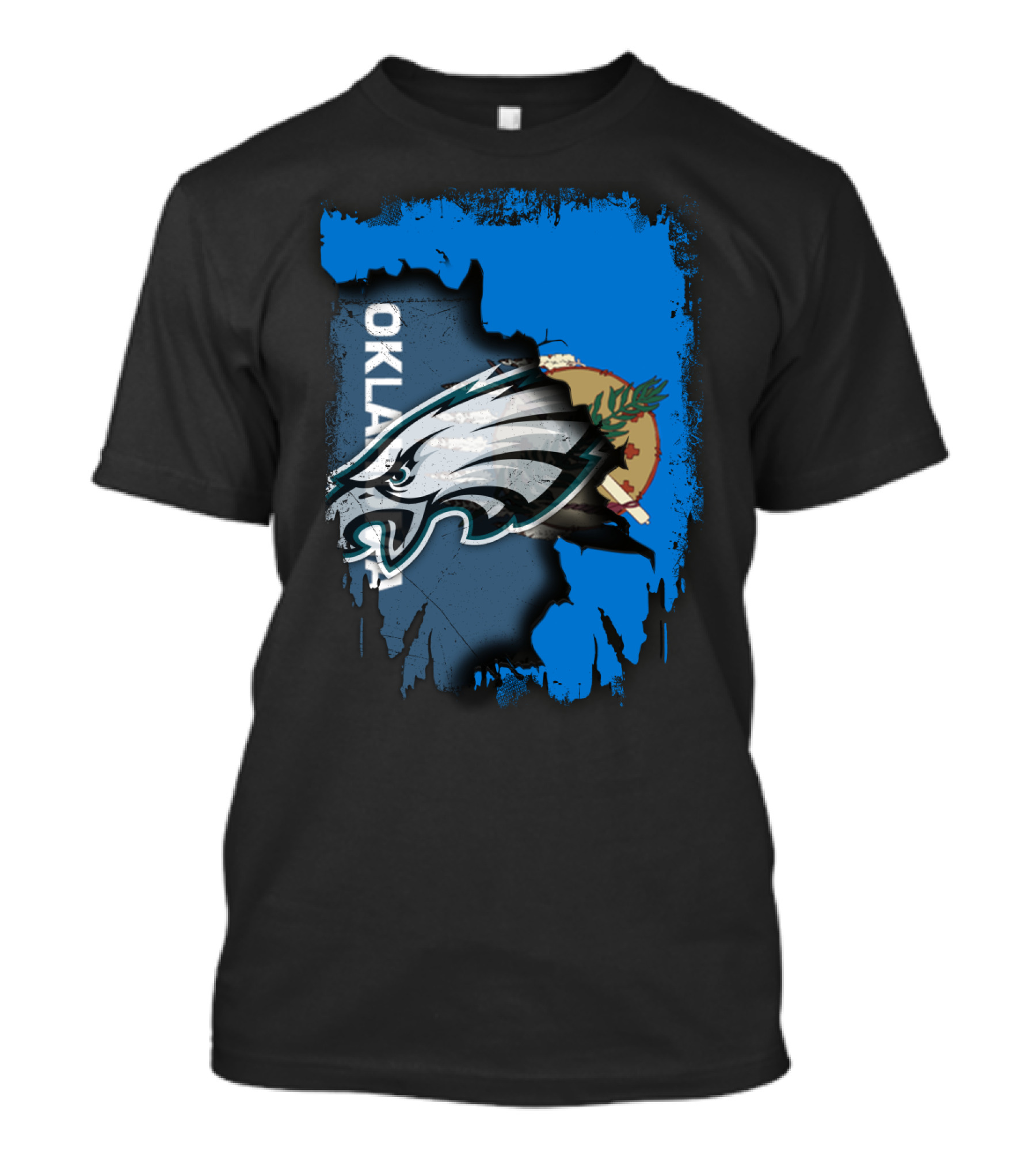 Oklahoma With Philadelphia Eagles Logo And Oklahoma State Flag T-Shirt