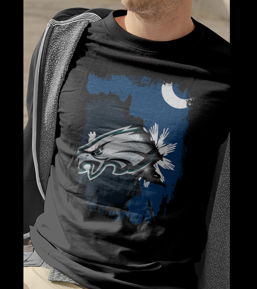 Together South Carolina With Philadelphia Eagles And Palmetto Crescent Moon T-Shirt
