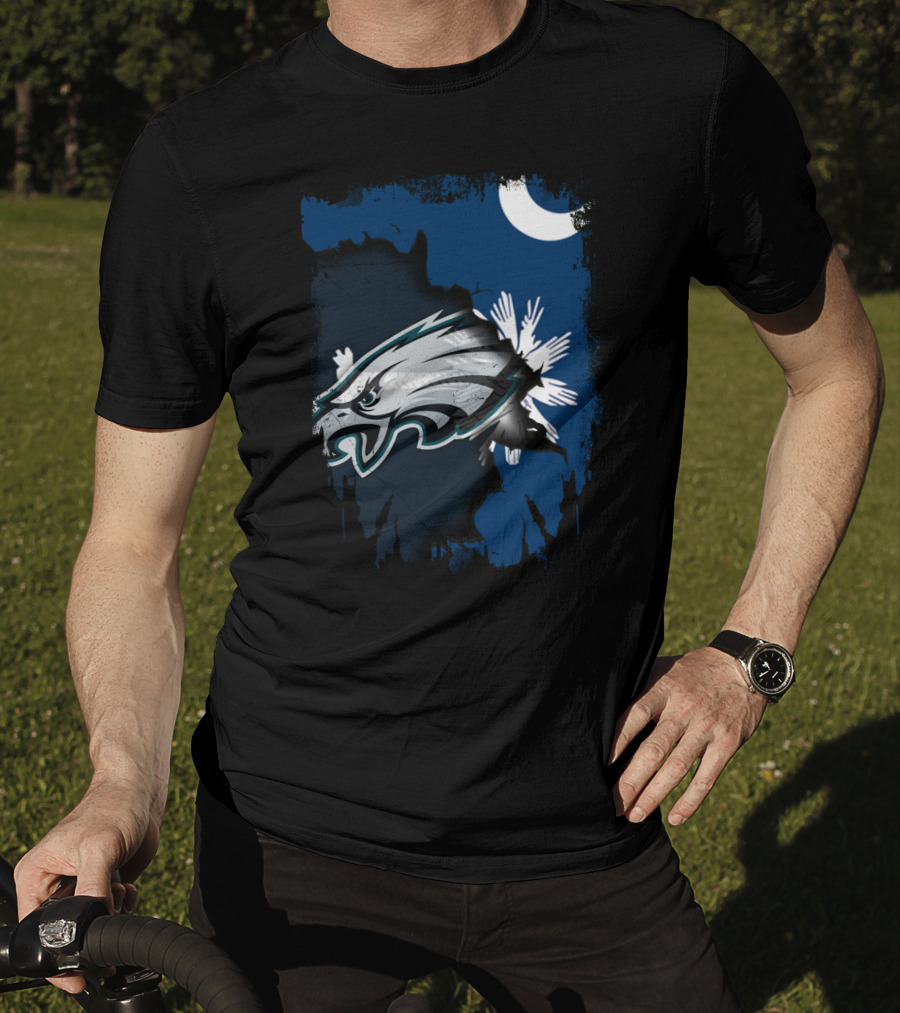 Together South Carolina With Philadelphia Eagles And Palmetto Crescent Moon T-Shirt