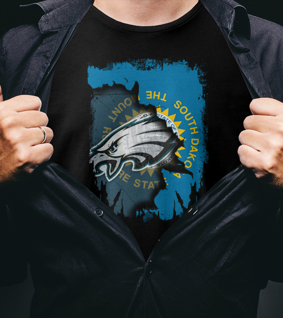 Philadelphia Eagles South Dakota Map State T-Shirt