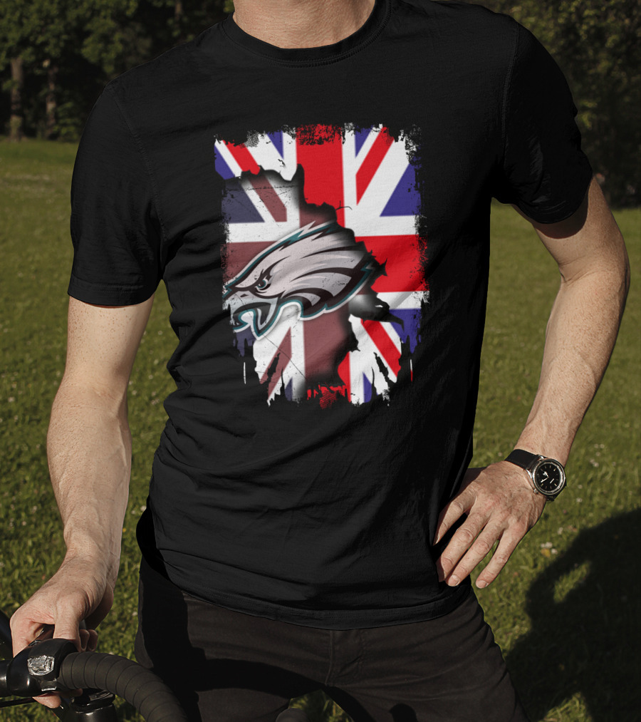 Philadelphia Eagles Overlaid On Union Jack Flag T-Shirt