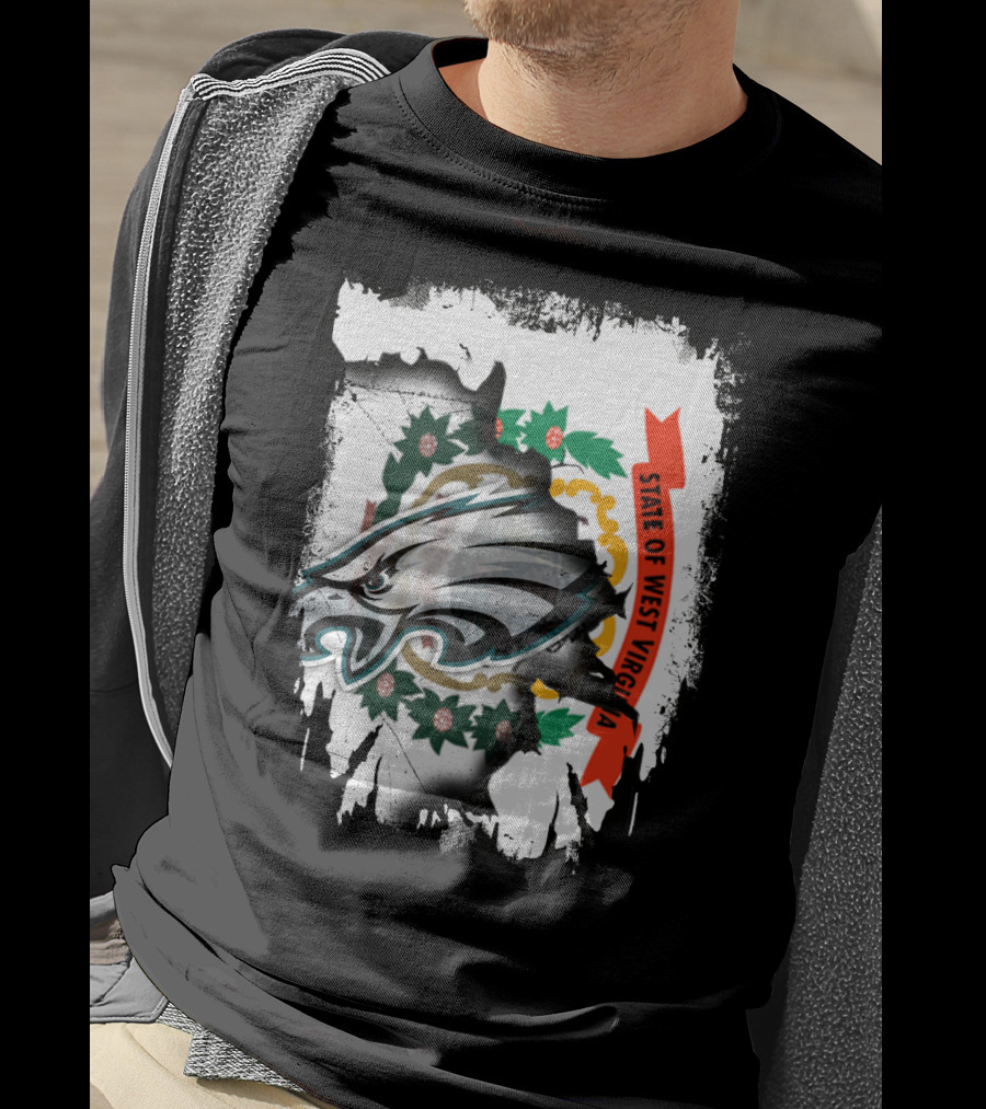 State Of West Virginia With Eagles Emblem T-Shirt