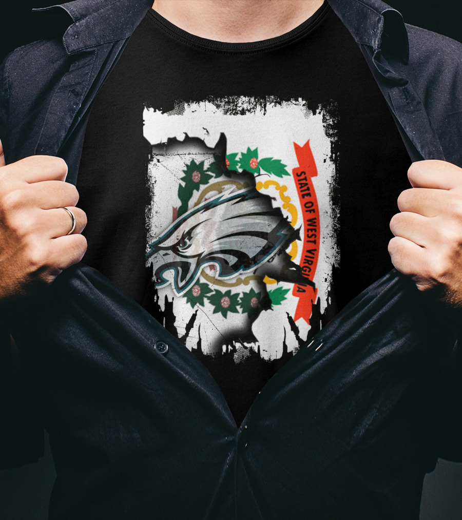 State Of West Virginia With Eagles Emblem T-Shirt