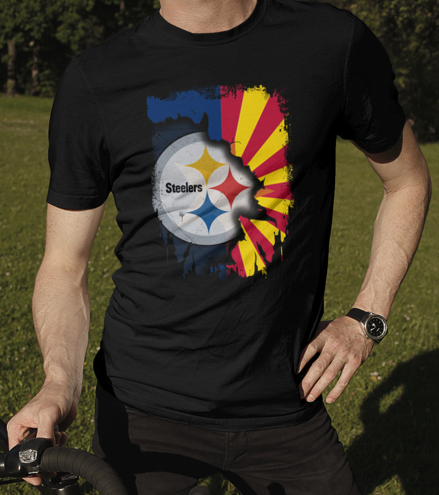 Steelers Logo With Arizona Flag Background T-Shirt