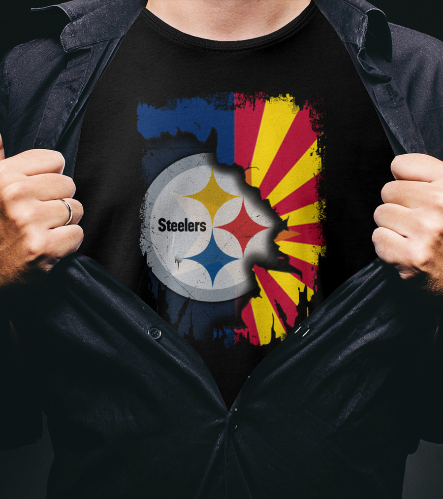 Steelers Logo With Arizona Flag Background T-Shirt