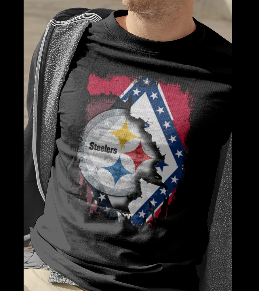 Steelers Meets Arkansas Flag Fusion T-Shirt