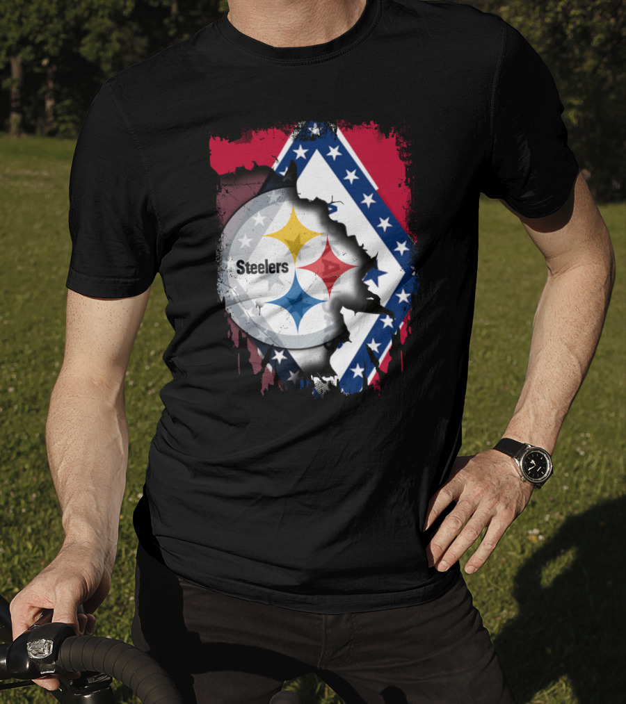 Steelers Meets Arkansas Flag Fusion T-Shirt