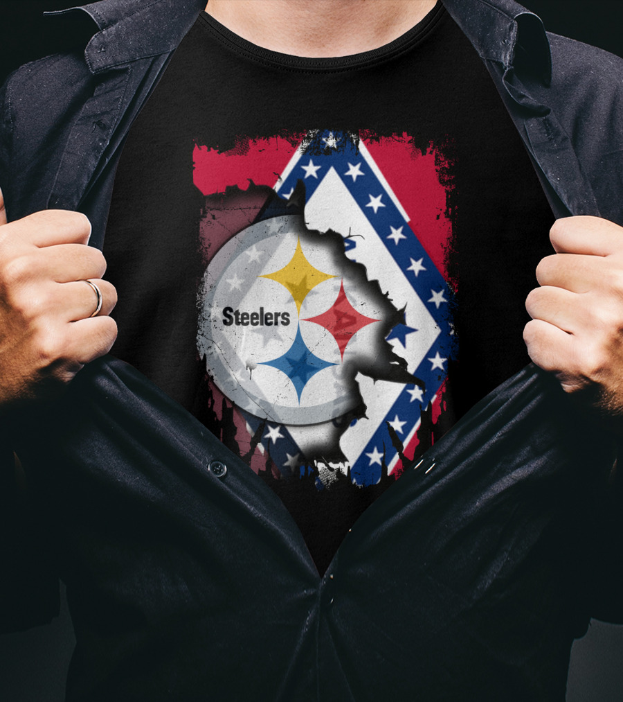 Steelers Meets Arkansas Flag Fusion T-Shirt