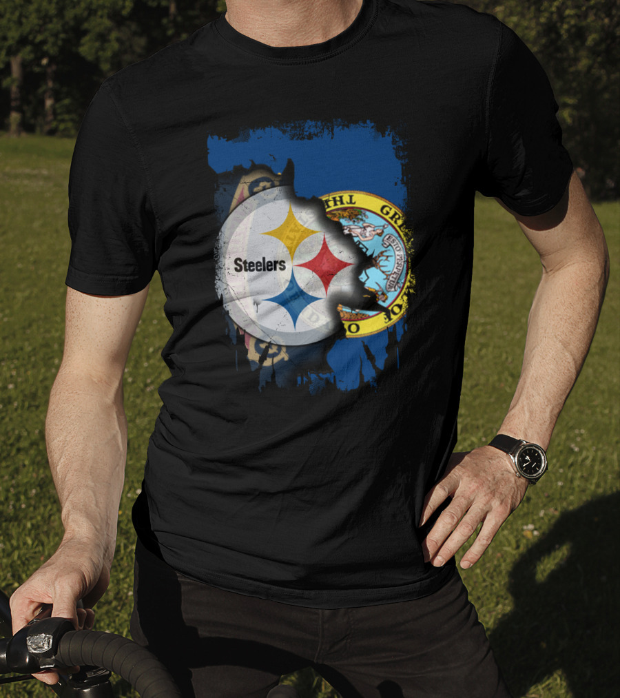 Together Idaho Steelers Logo With State Flag Background T-Shirt