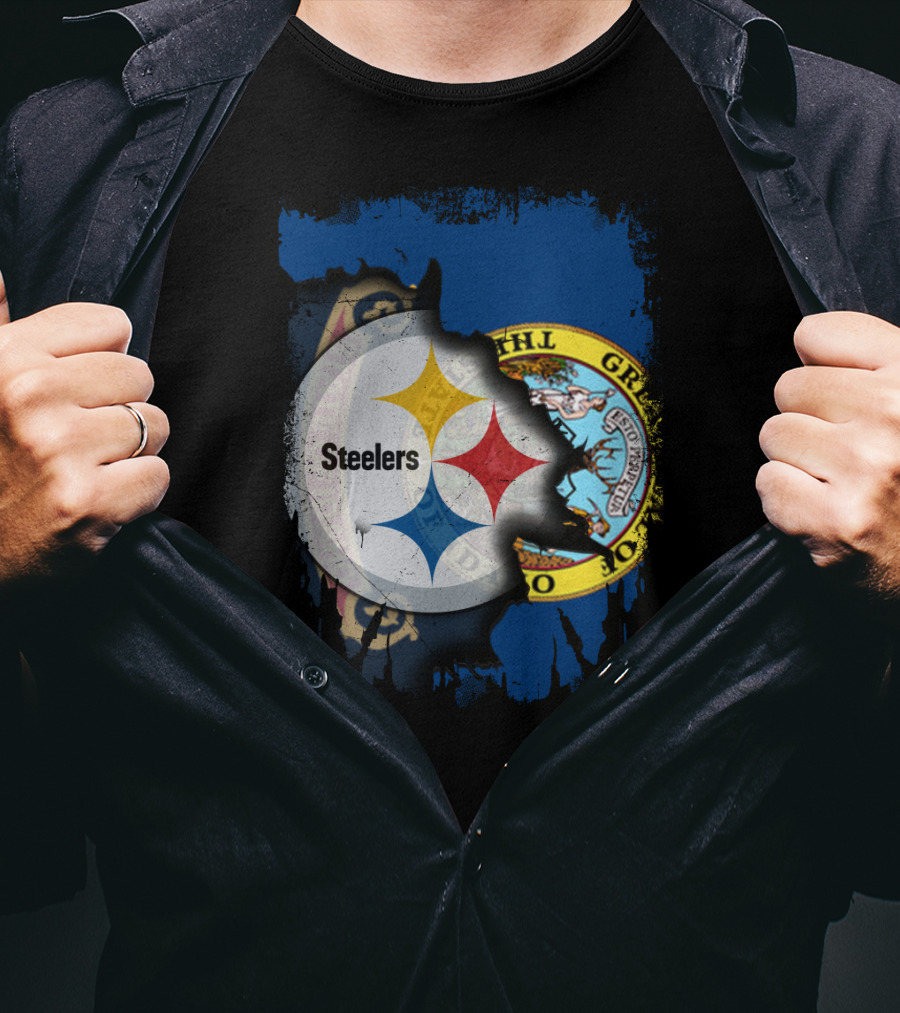 Together Idaho Steelers Logo With State Flag Background T-Shirt