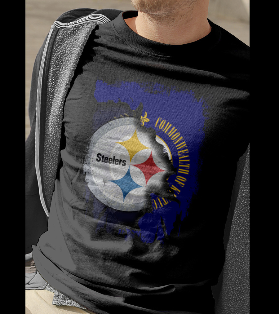 Commonwealth Of Kentucky With Steelers Football T-Shirt