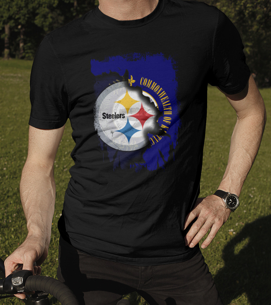 Commonwealth Of Kentucky With Steelers Football T-Shirt