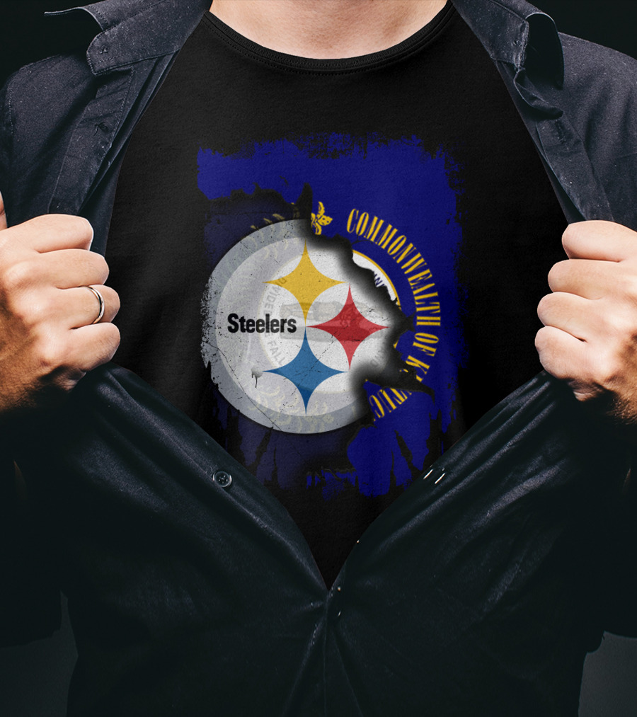 Commonwealth Of Kentucky With Steelers Football T-Shirt
