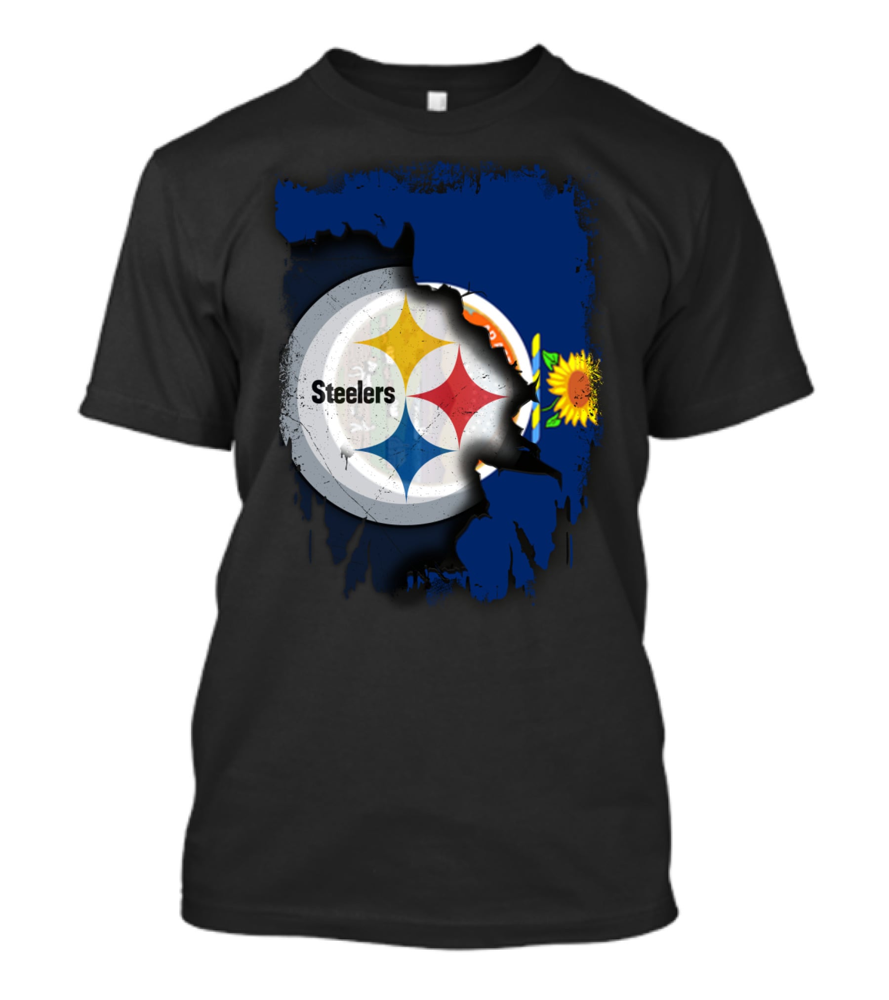 Steelers Logo With Kansas State Flag And Sunflower T-Shirt