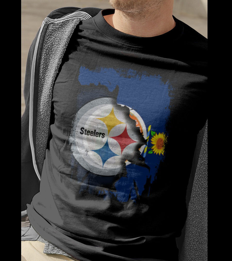 Steelers Logo With Kansas State Flag And Sunflower T-Shirt