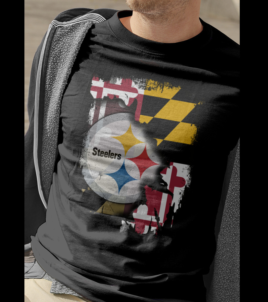 Together Maryland Flag Steelers Logo Fusion T-Shirt