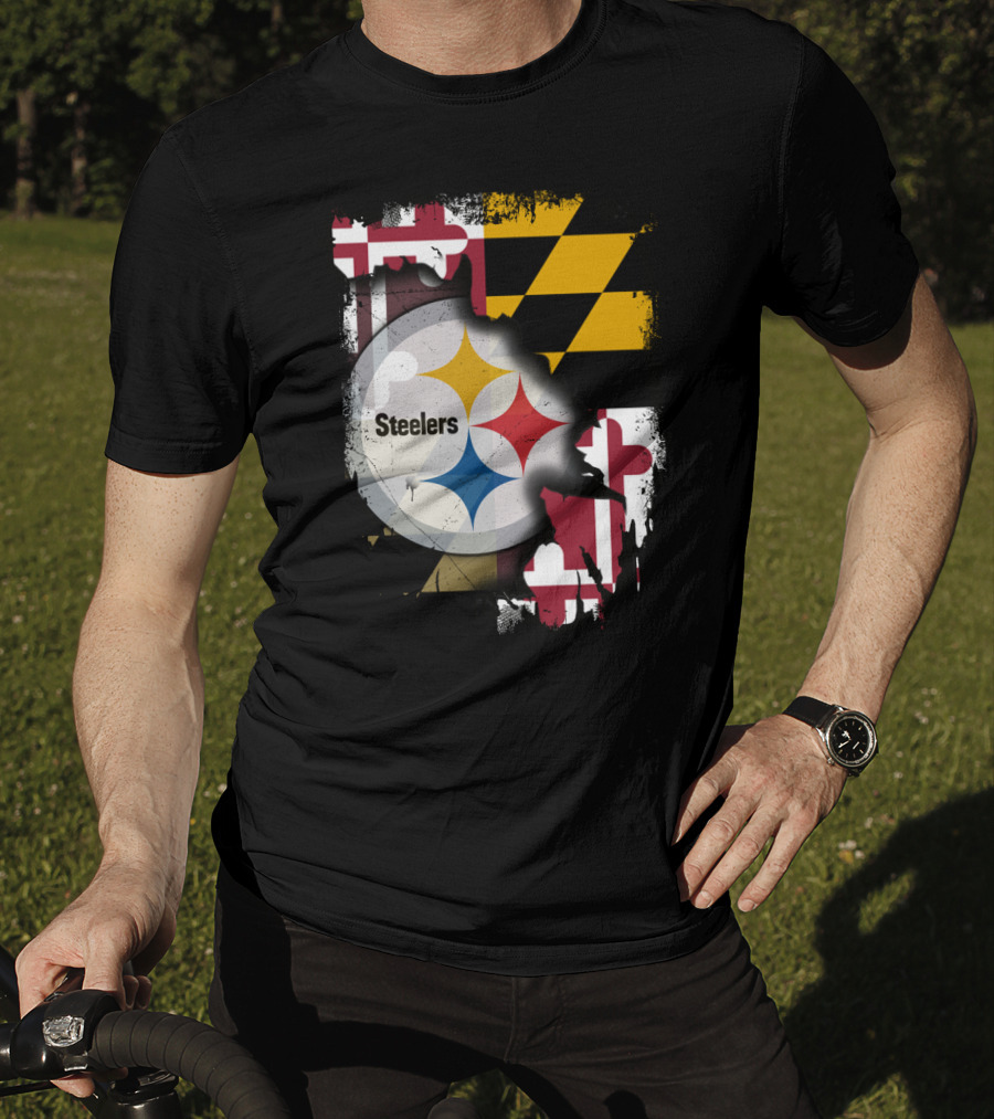 Together Maryland Flag Steelers Logo Fusion T-Shirt