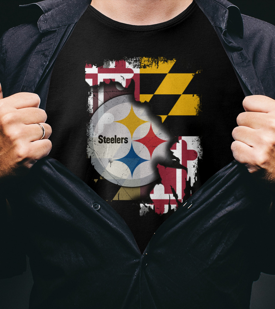 Together Maryland Flag Steelers Logo Fusion T-Shirt