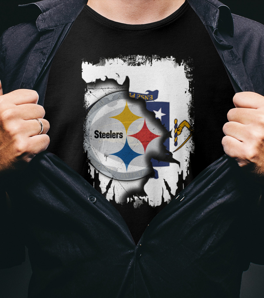 Together Massachusetts With Steelers Emblem On State Flag Background T-Shirt