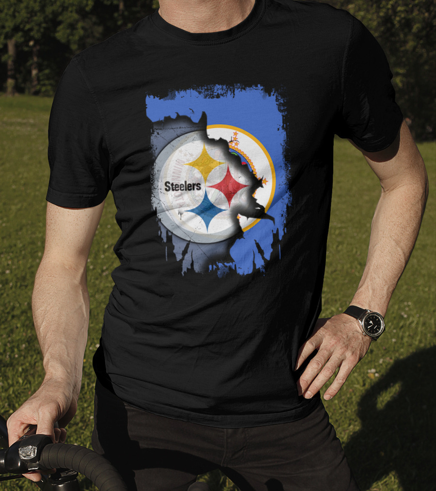 Steelers And Minnesota United Iconic Symbol Fusion T-Shirt