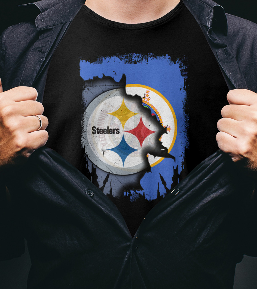 Steelers And Minnesota United Iconic Symbol Fusion T-Shirt