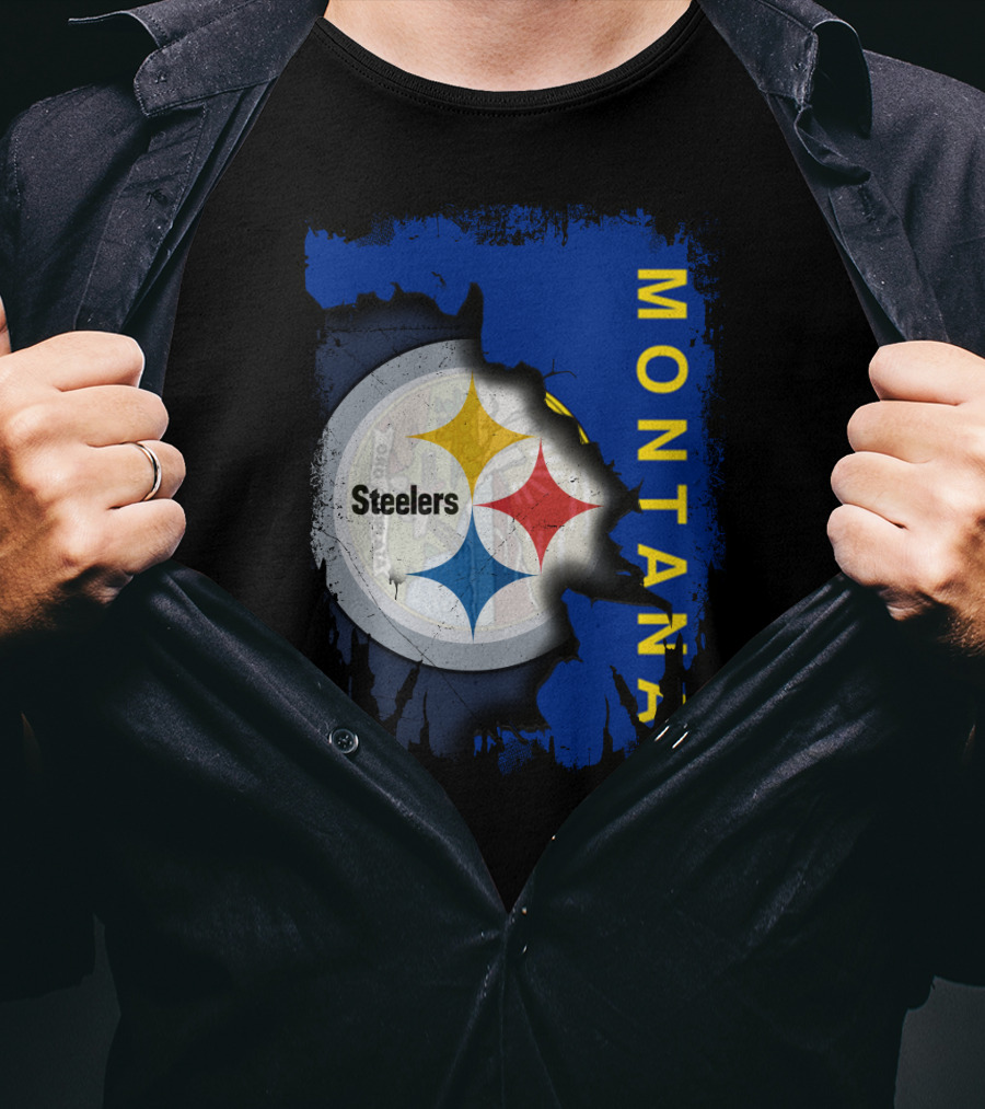 Montana Steelers Emblem With State T-Shirt