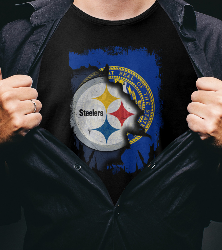 Nebraska State Seal With Steelers Logo Integration T-Shirt