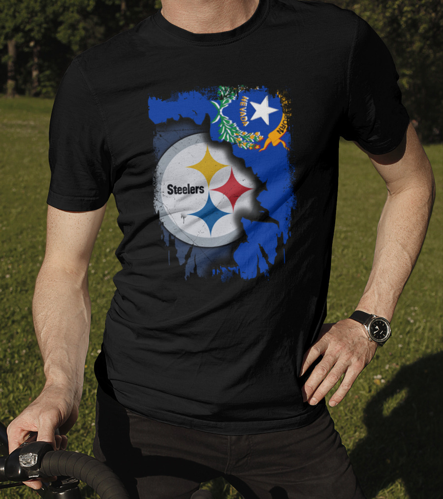 Nevada Steelers Fan Collaboration With State Flag Elements T-Shirt
