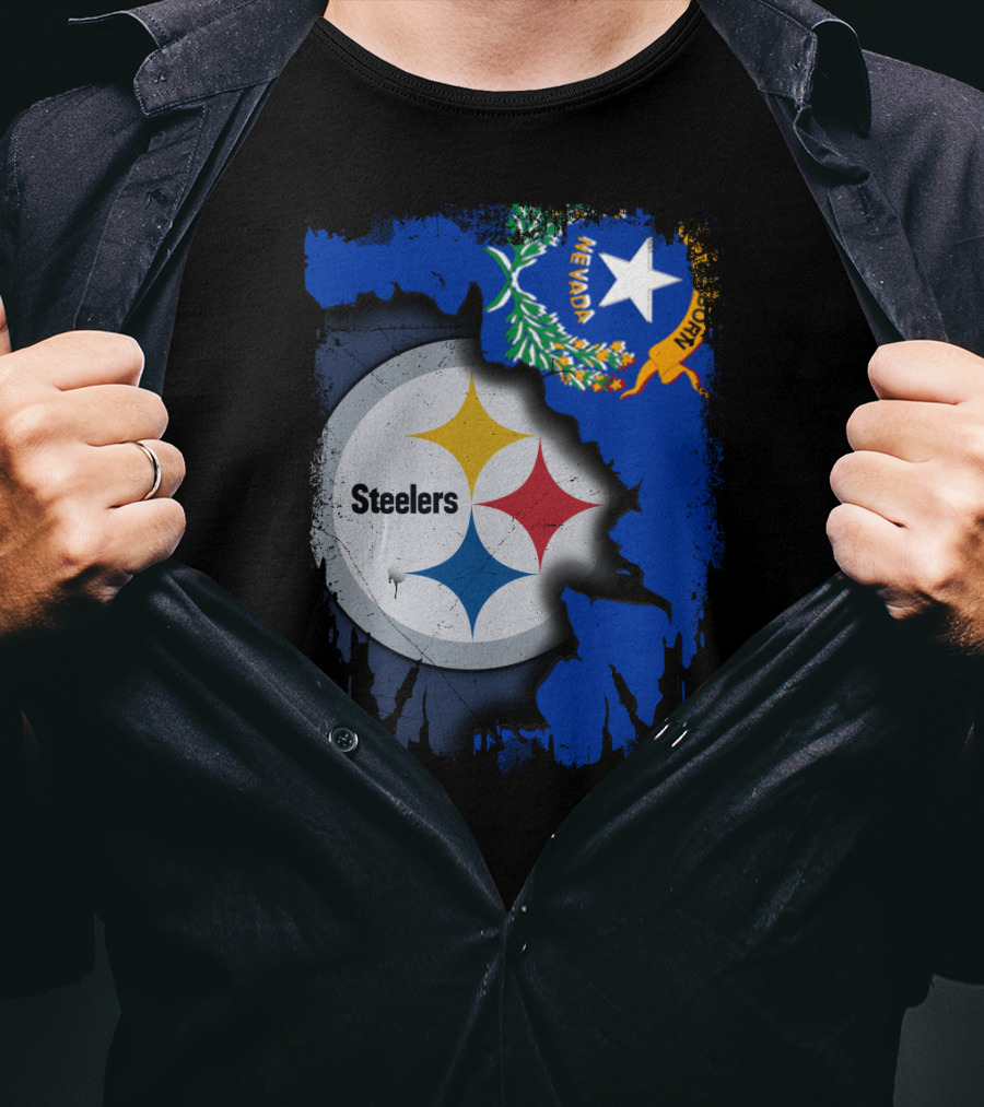 Nevada Steelers Fan Collaboration With State Flag Elements T-Shirt