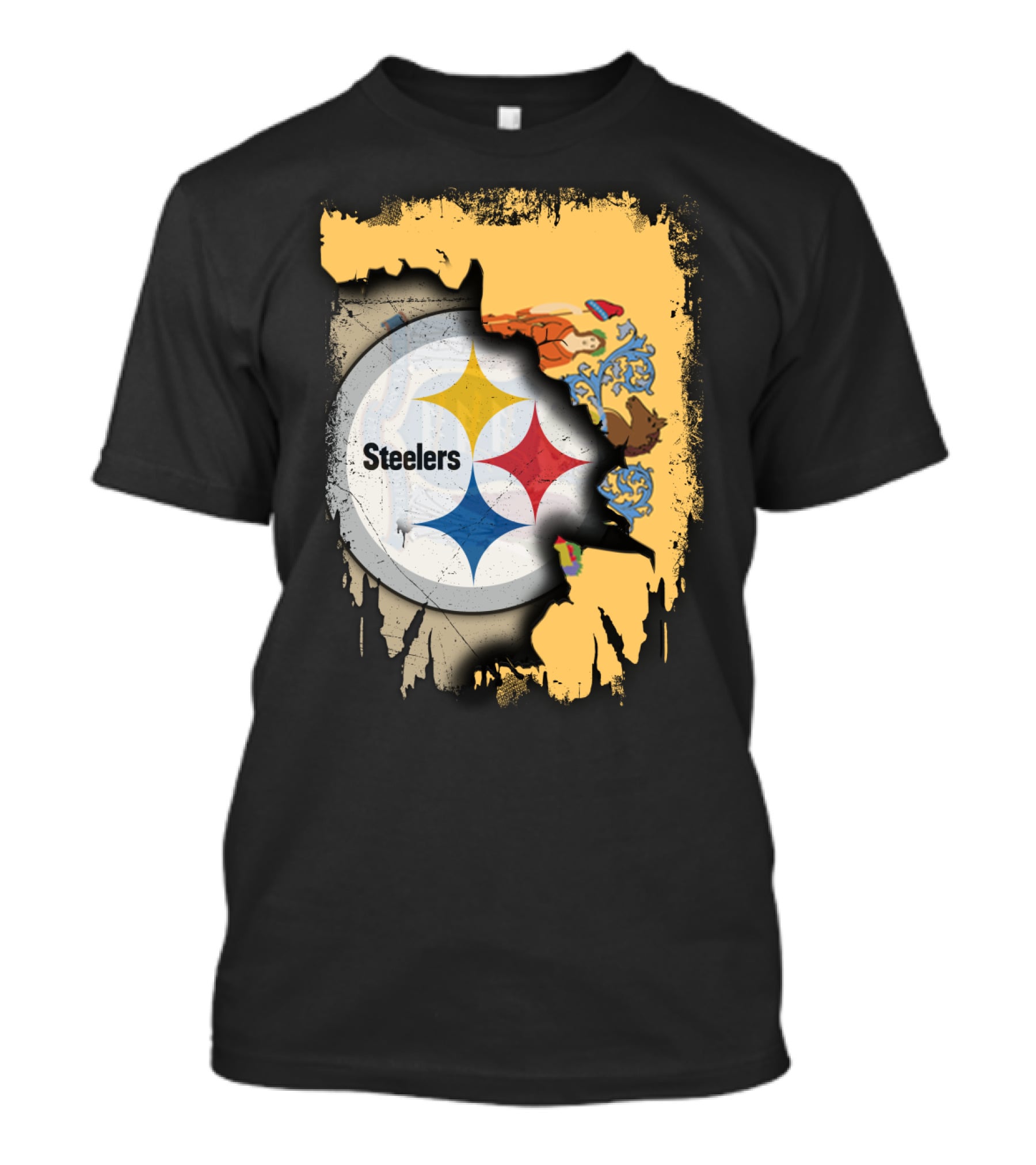 Steelers Logo Within New Jersey Map T-Shirt