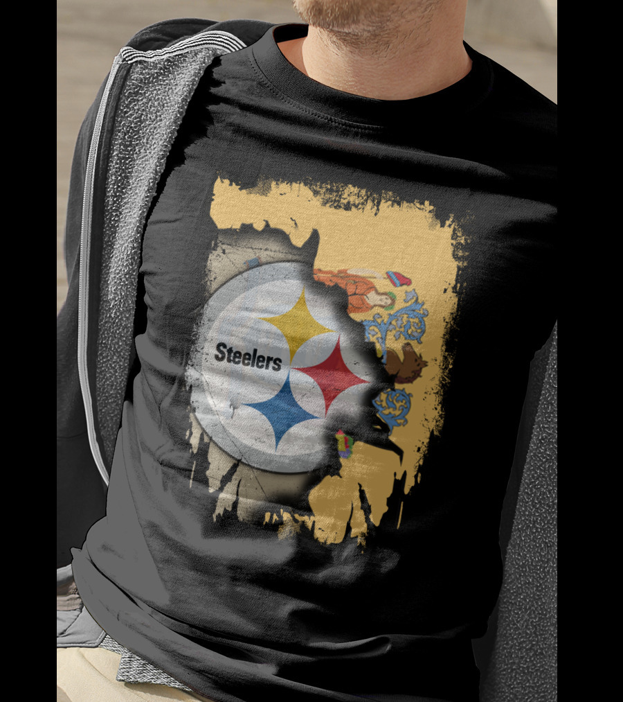 Steelers Logo Within New Jersey Map T-Shirt