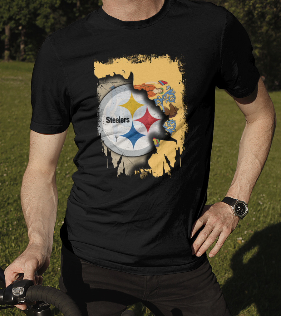 Steelers Logo Within New Jersey Map T-Shirt