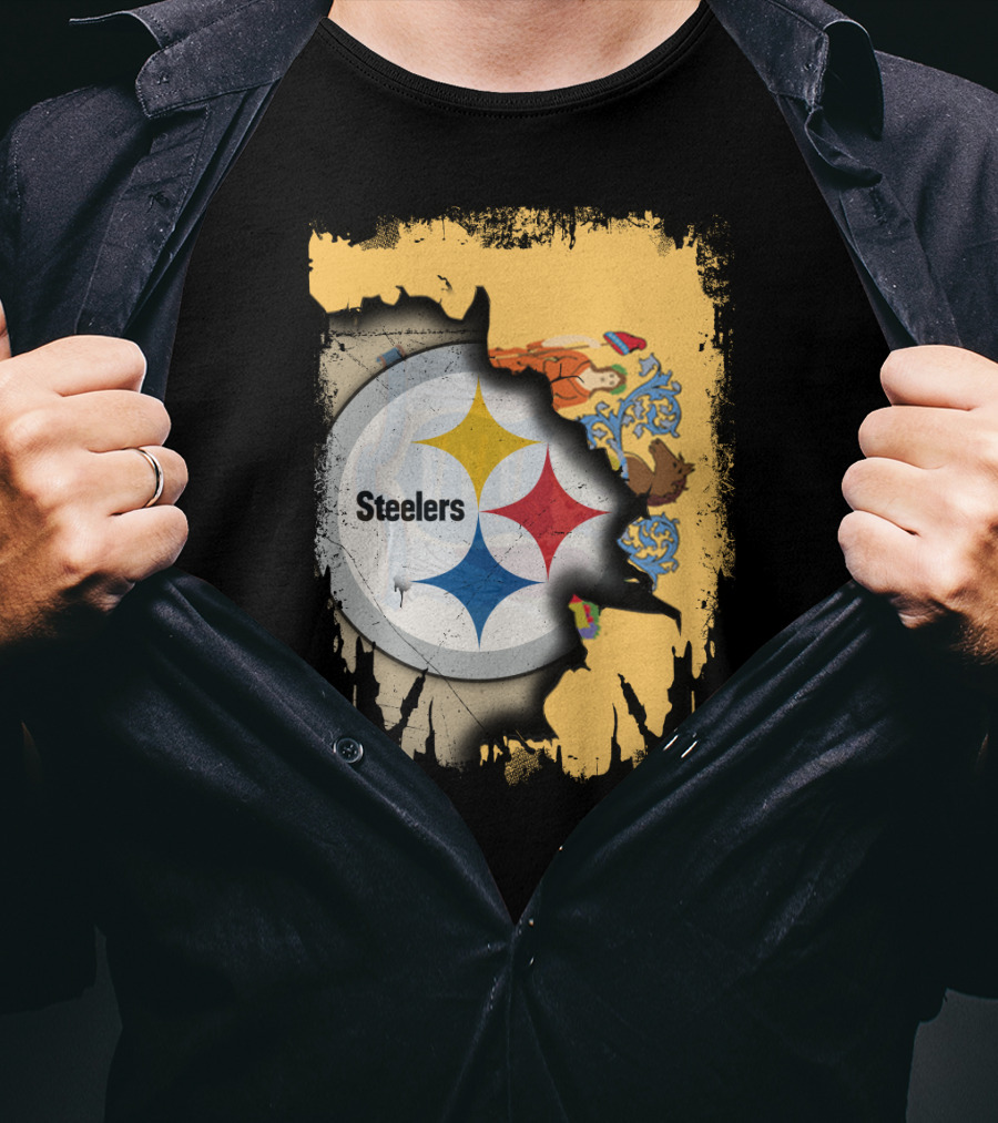 Steelers Logo Within New Jersey Map T-Shirt