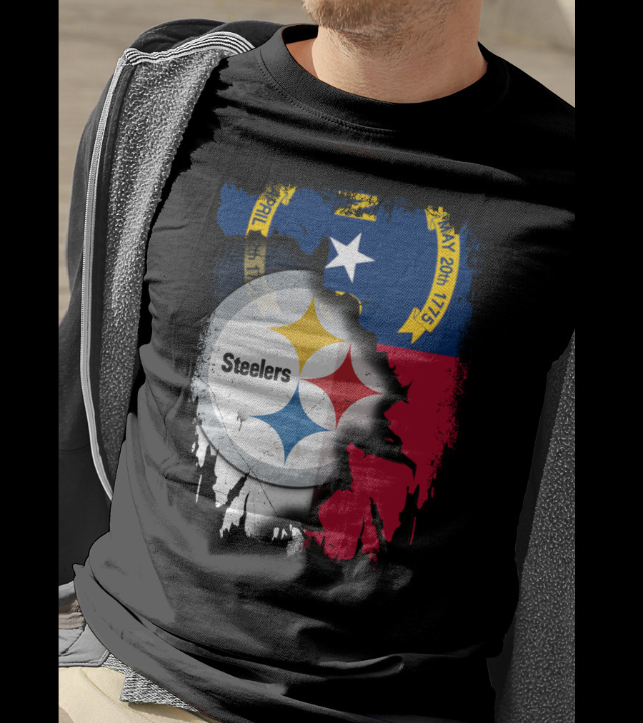 Together North Carolina With Steelers Logo Fusion T-Shirt
