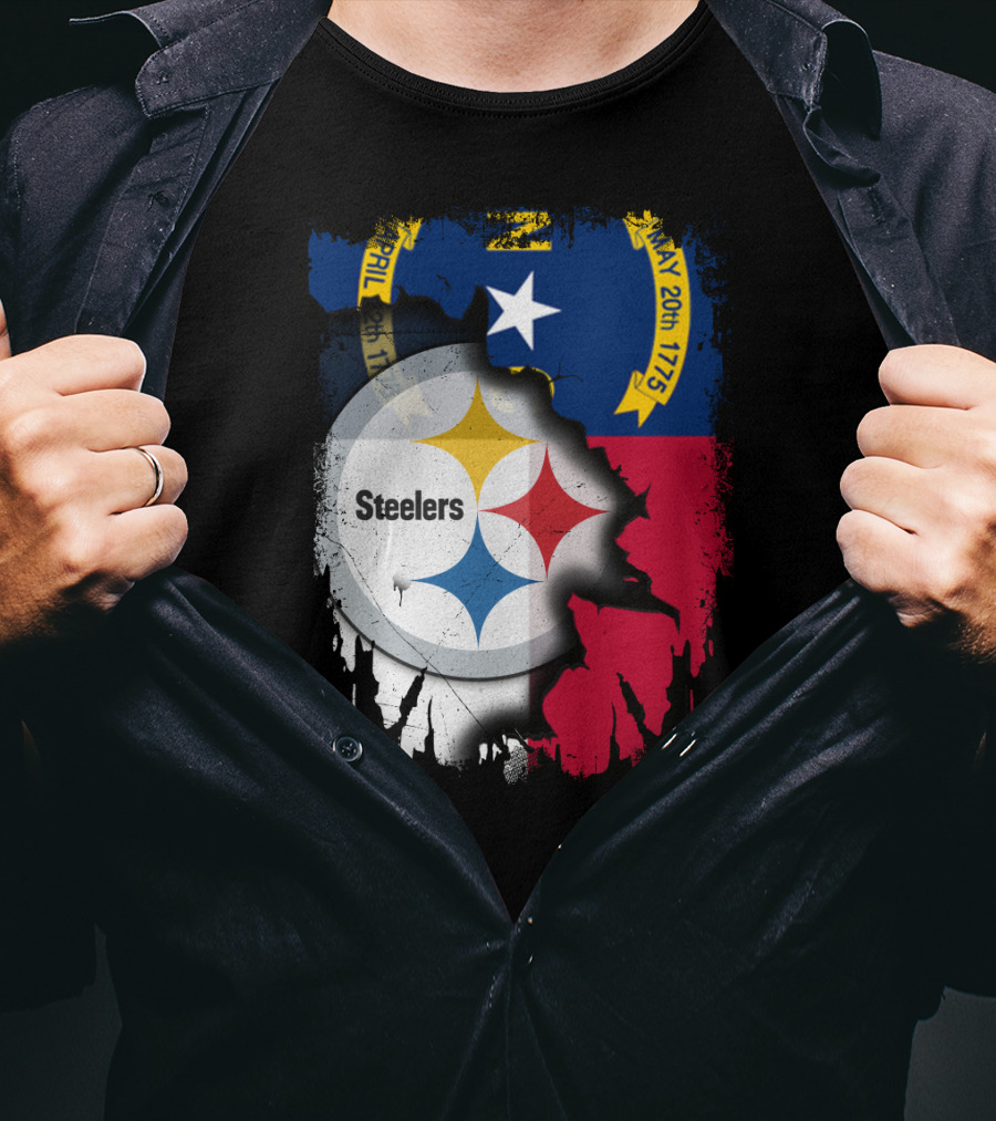 Together North Carolina With Steelers Logo Fusion T-Shirt